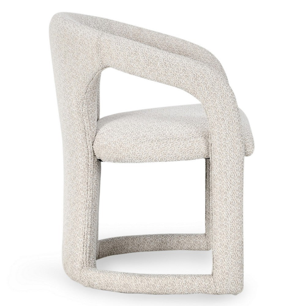 Chie 23 Inch Dining Chair Ivory White Polyester Cantilever Solid Wood By Casagear Home BM314728