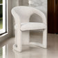 Chie 23 Inch Dining Chair, Ivory White Polyester, Cantilever, Solid Wood By Casagear Home