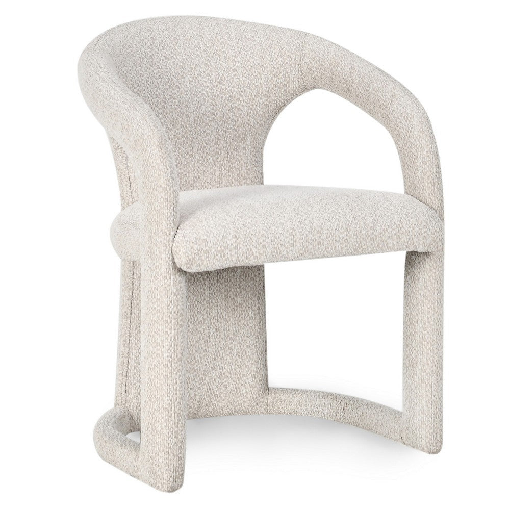 Chie 23 Inch Dining Chair Ivory White Polyester Cantilever Solid Wood By Casagear Home BM314728