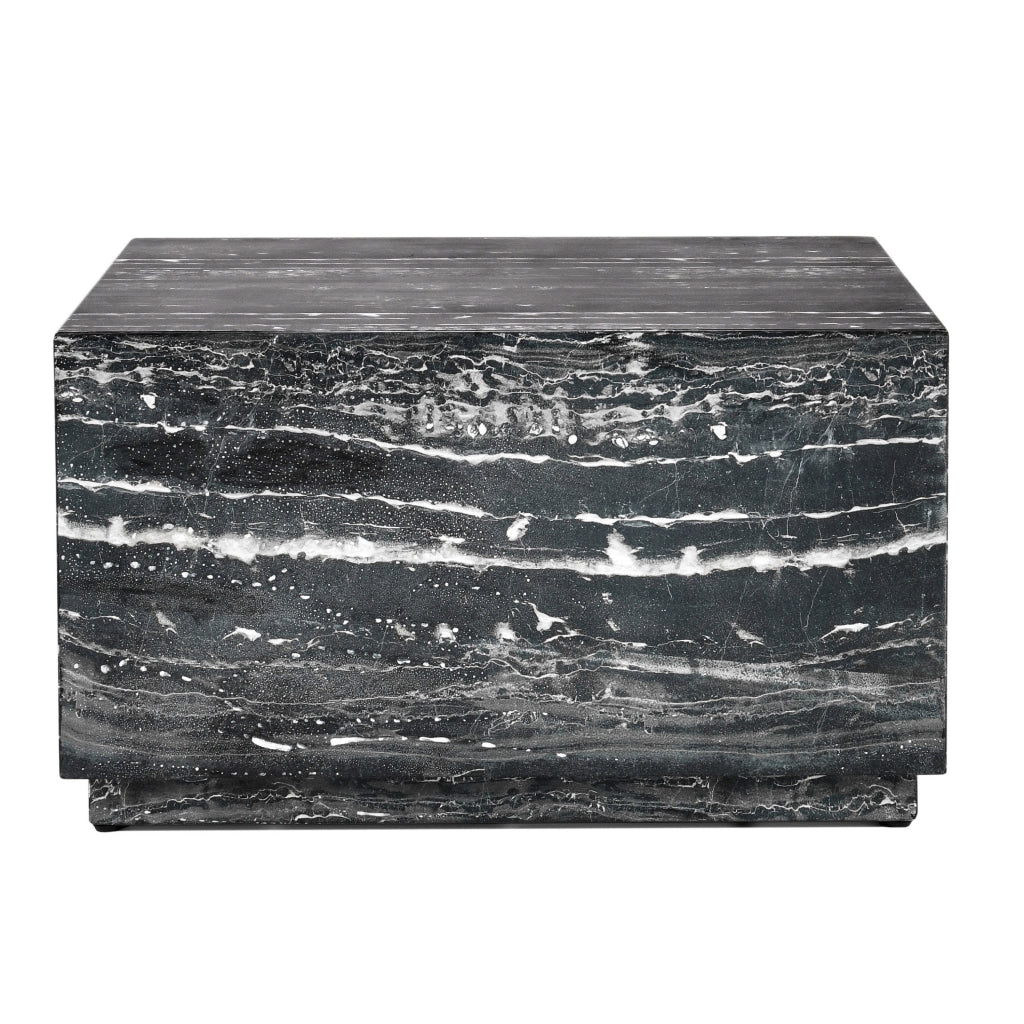 Lette 32 Inch Square Outdoor Coffee Table Black Marble Look Concrete By Casagear Home BM314731