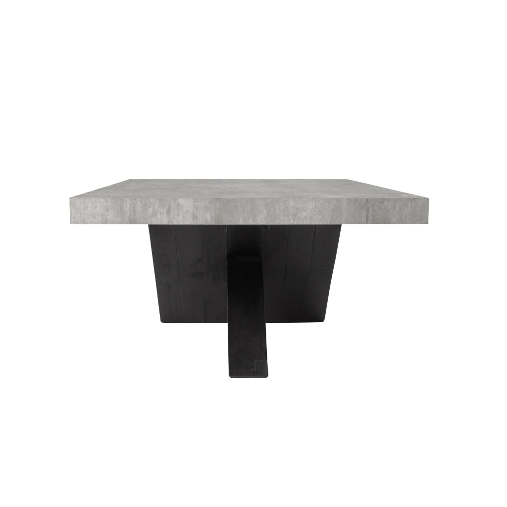 Ren 54 Inch Coffee Table Rectangular Top Cross Base Gray Black Concrete By Casagear Home BM314732