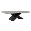 Ren 54 Inch Coffee Table Rectangular Top Cross Base Gray Black Concrete By Casagear Home BM314732