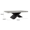 Ren 54 Inch Coffee Table Rectangular Top Cross Base Gray Black Concrete By Casagear Home BM314732