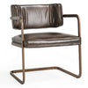 Fond 25 Inch Dining Chair Open Back Brown Real Leather Cantilever Iron By Casagear Home BM314737