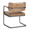 Fond 25 Inch Dining Chair Open Back Tan Real Leather Cantilever Iron By Casagear Home BM314738