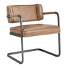 Fond 25 Inch Dining Chair Open Back Tan Real Leather Cantilever Iron By Casagear Home BM314738