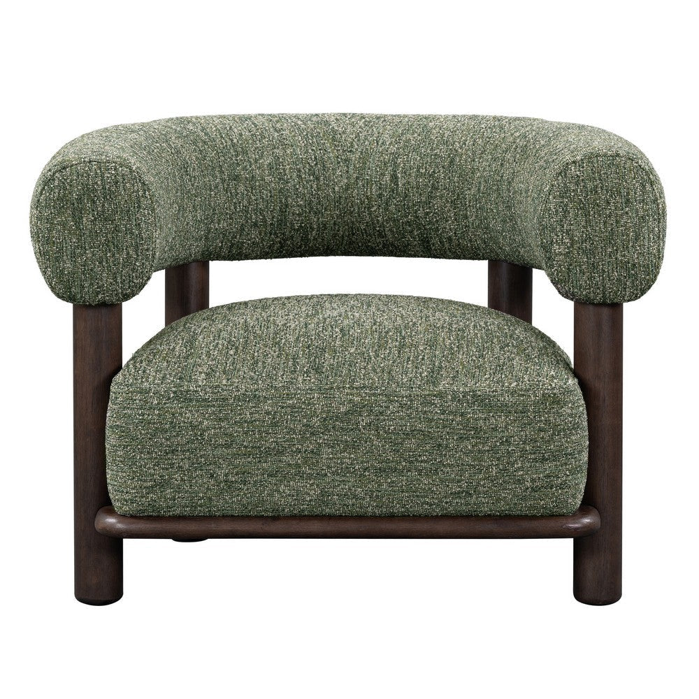 Ars 38 Inch Accent Chair Green Polyester Upholstery Solid Ash Wood By Casagear Home BM314742