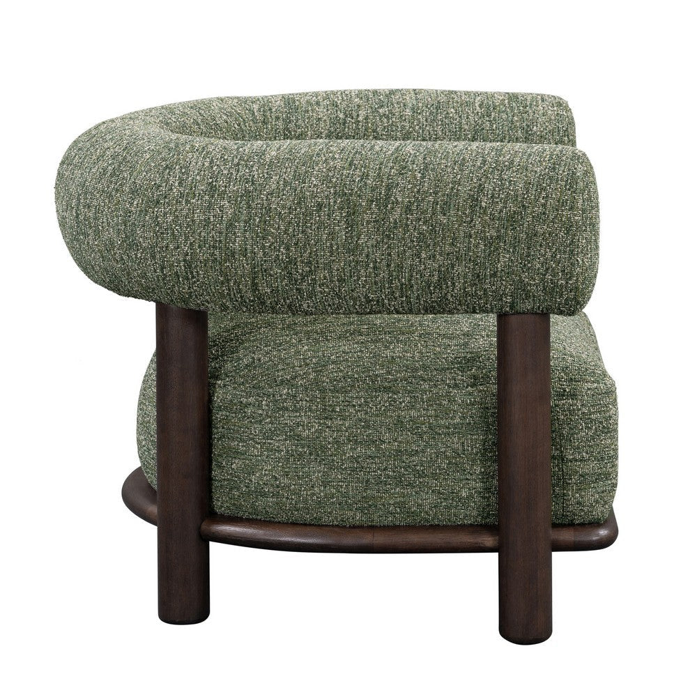 Ars 38 Inch Accent Chair Green Polyester Upholstery Solid Ash Wood By Casagear Home BM314742