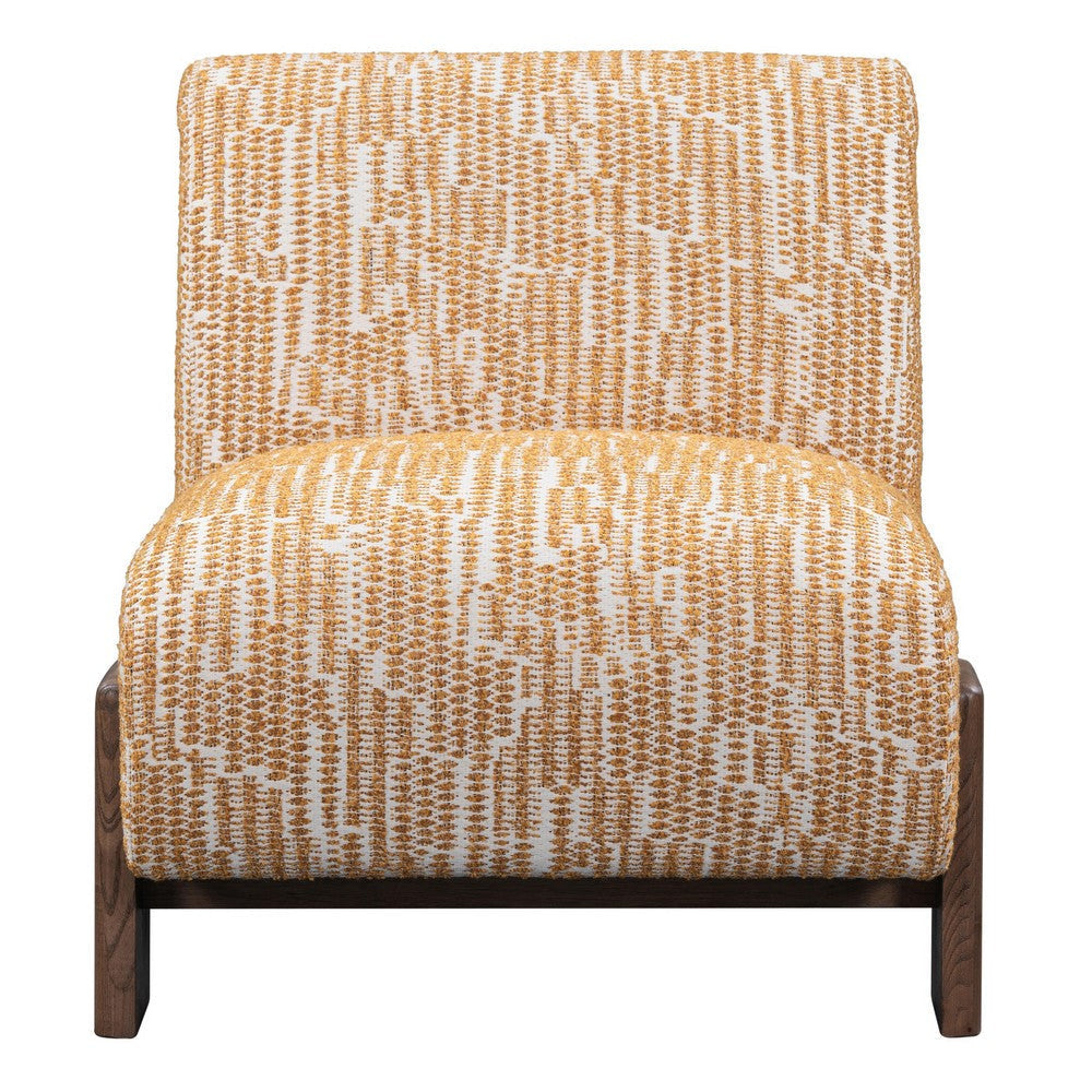 Lse 34 Inch Accent Chair Gold Polyester Upholstery Brown Solid Ash Wood By Casagear Home BM314743