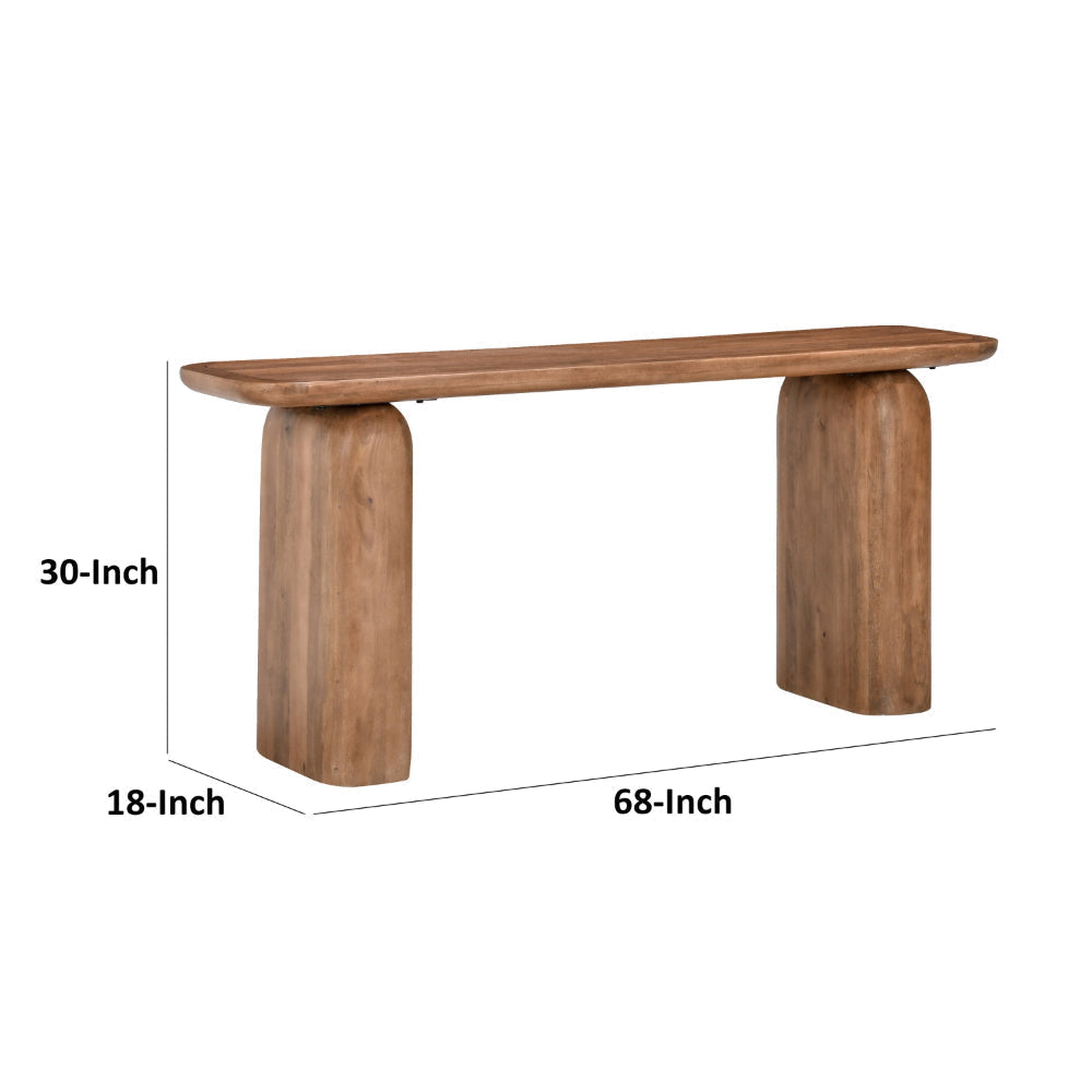 Loe 68 Inch Tall Console Table Rectangular Top Brown Solid Mango Wood By Casagear Home BM314747