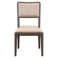 Ese 25 Inch Dinning Chair Beige Real Leather Open Style Brown Solid Wood By Casagear Home BM314750