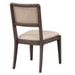 Ese 25 Inch Dinning Chair Beige Real Leather Open Style Brown Solid Wood By Casagear Home BM314750