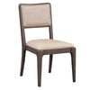 Ese 25 Inch Dinning Chair, Beige Real Leather, Open Style, Brown Solid Wood By Casagear Home