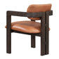 Tyna 24 Inch Dining Armchair Tan Real Leather Brown Solid Ash Wood By Casagear Home BM314753