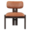 Tyna 25 Inch Dining Chair Tan Real Leather Armless Brown Solid Ash Wood By Casagear Home BM314754