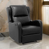 Kim 38 Inch Manual Recliner Chair, Cushioned Black Faux Leather, Solid Wood By Casagear Home