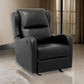 Kim 39 Inch Glider Manual Recliner Chair, Black Faux Leather, Solid Wood By Casagear Home