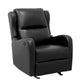 Kim 39 Inch Glider Manual Recliner Chair Black Faux Leather Solid Wood By Casagear Home BM314759