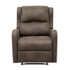 Kim 38 Inch Manual Recliner Chair Cushioned Brown Microfiber Solid Wood By Casagear Home BM314760