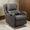 Kim 38 Inch Manual Recliner Chair, Cushioned Gray Faux Leather, Solid Wood By Casagear Home