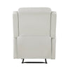 Kim 38 Inch Manual Recliner Chair Off White Faux Leather Solid Wood By Casagear Home BM314762