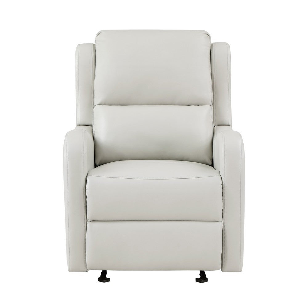 Kim 39 Inch Glider Manual Recliner Chair Off White Faux Leather By Casagear Home BM314763