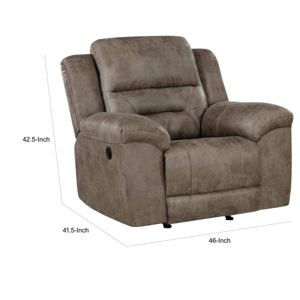 Henry 46 Inch Rocker Manual Recliner Chair Brown Microfiber Solid Wood By Casagear Home BM314764