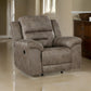 Henry 46 Inch Rocker Manual Recliner Chair, Brown Microfiber, Solid Wood By Casagear Home