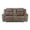 Henry 81 Inch Dual Manual Recliner Loveseat Brown Microfiber Solid Wood By Casagear Home BM314765