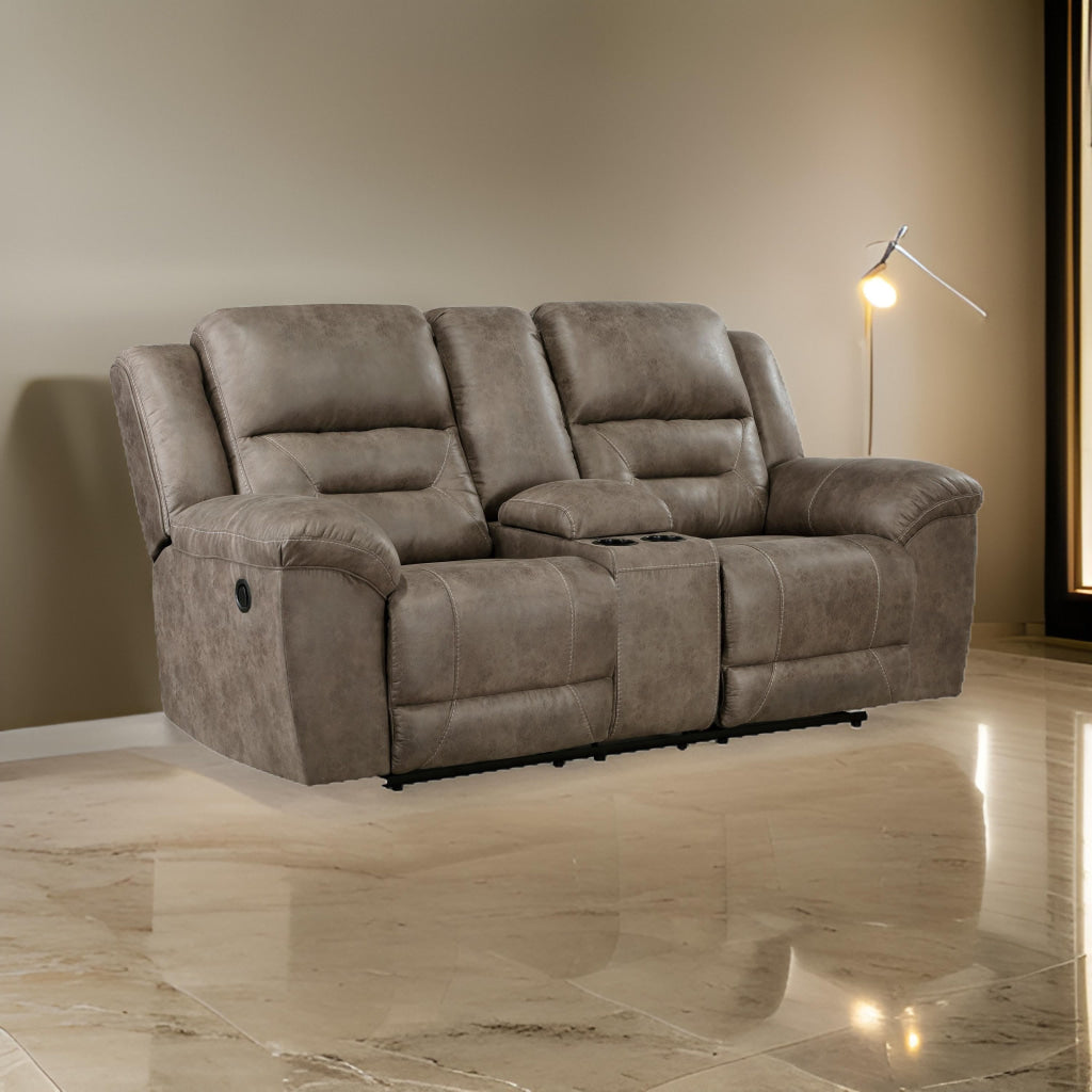 Henry 81 Inch Dual Manual Recliner Loveseat Brown Microfiber, Solid Wood By Casagear Home