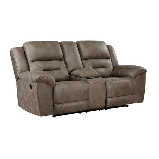 Henry 81 Inch Dual Manual Recliner Loveseat Brown Microfiber, Solid Wood By Casagear Home