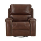 Dean 41 Inch Swivel Glider Manual Recliner Chair Brown Faux Leather By Casagear Home BM314769