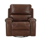 Dean 41 Inch Swivel Glider Manual Recliner Chair Brown Faux Leather By Casagear Home BM314769