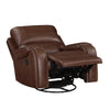 Dean 41 Inch Swivel Glider Manual Recliner Chair Brown Faux Leather By Casagear Home BM314769