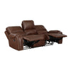 Dean 87 Inch Dual Manual Recliner Sofa Cupholders Brown Faux Leather By Casagear Home BM314771