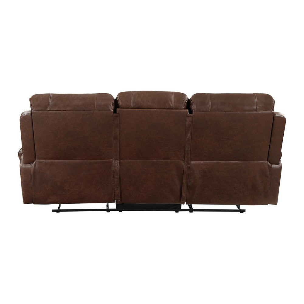 Dean 87 Inch Dual Manual Recliner Sofa Cupholders Brown Faux Leather By Casagear Home BM314771