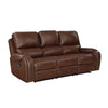 Dean 87 Inch Dual Manual Recliner Sofa, Cupholders, Brown Faux Leather By Casagear Home