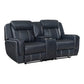 Louise 76 Inch Dual Manual Recliner Loveseat Cupholder Blue Faux Leather By Casagear Home BM314782