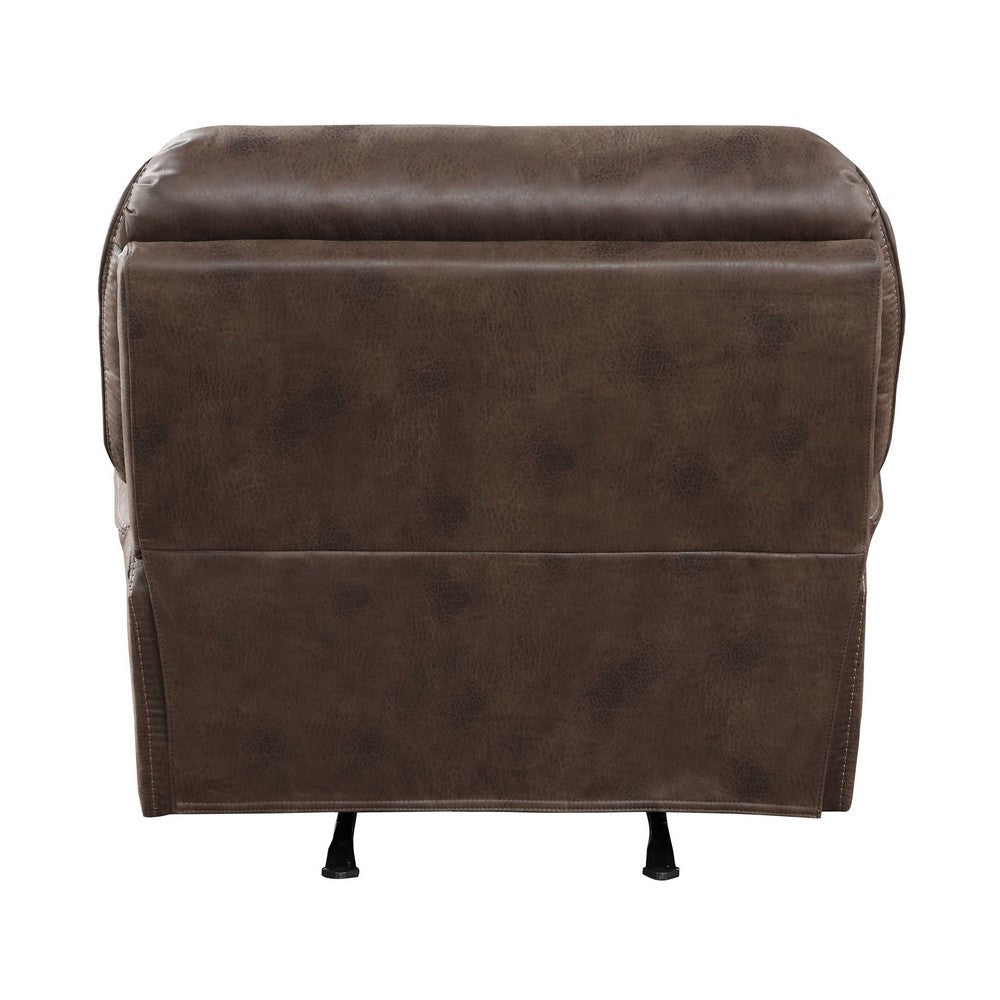 Tony 45 Inch Manual Recliner Chair Cushioned Brown Microfiber Solid Wood By Casagear Home BM314784