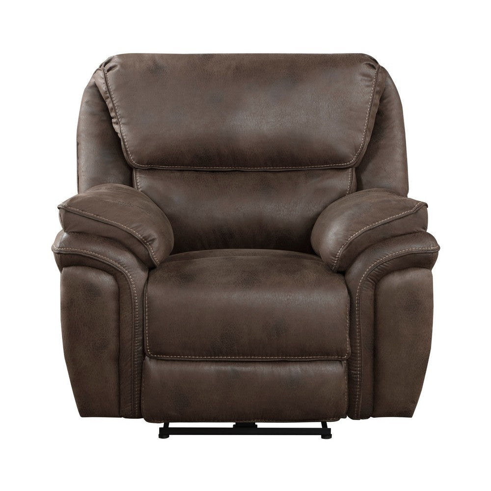 Tony 45 Inch Power Recliner Chair Brown Microfiber Solid Wood USB Port By Casagear Home BM314786