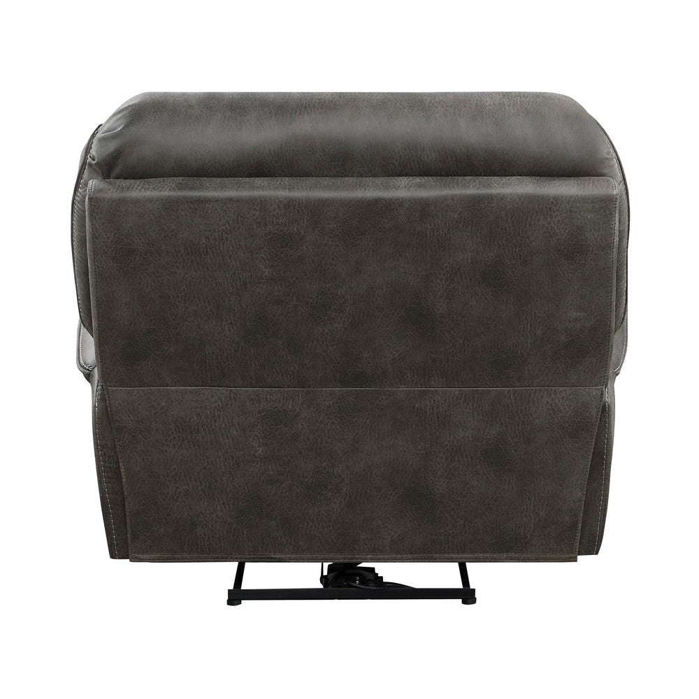 Tony 40 Inch Power Recliner Chair Gray Microfiber Solid Wood USB Port By Casagear Home BM314787