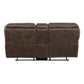 Tony 80 Inch Dual Manual Recliner Loveseat Cupholders Brown Microfiber By Casagear Home BM314788