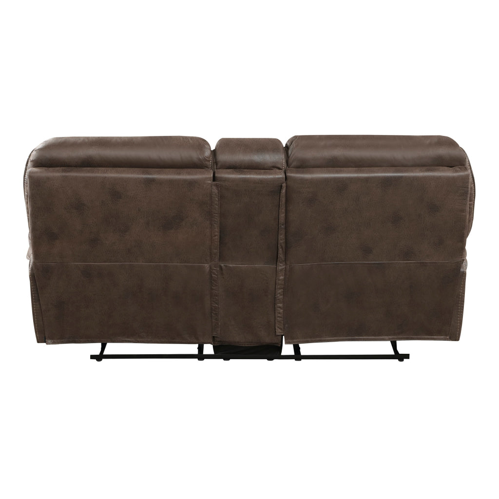 Tony 80 Inch Dual Manual Recliner Loveseat Cupholders Brown Microfiber By Casagear Home BM314788