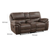 Tony 80 Inch Dual Manual Recliner Loveseat Cupholders Brown Microfiber By Casagear Home BM314788