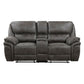 Tony 80 Inch Dual Manual Recliner Loveseat Console Cupholders Gray By Casagear Home BM314789