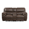 Tony 80 Inch Power Double Recliner Loveseat Console Cupholders USB Brown By Casagear Home BM314790