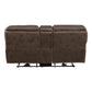 Tony 80 Inch Power Double Recliner Loveseat Console Cupholders USB Brown By Casagear Home BM314790