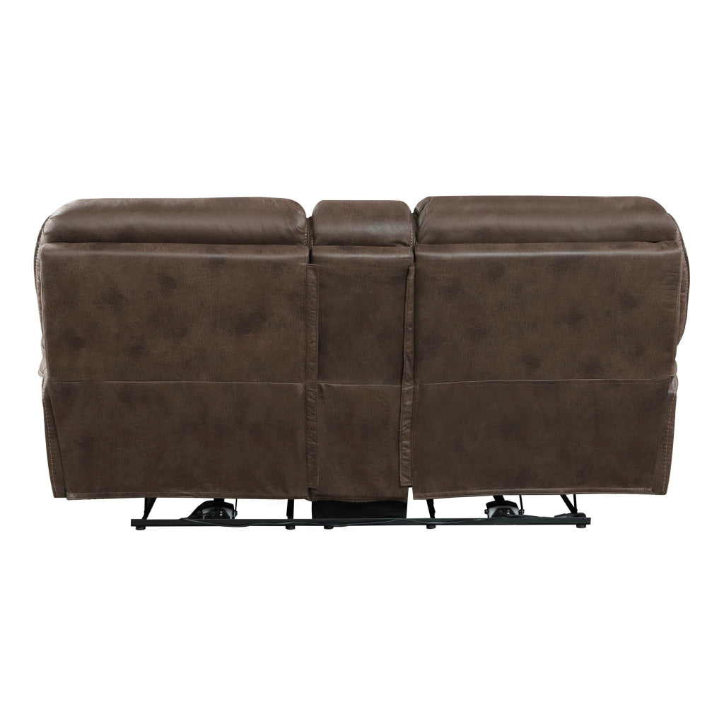 Tony 80 Inch Power Double Recliner Loveseat Console Cupholders USB Brown By Casagear Home BM314790