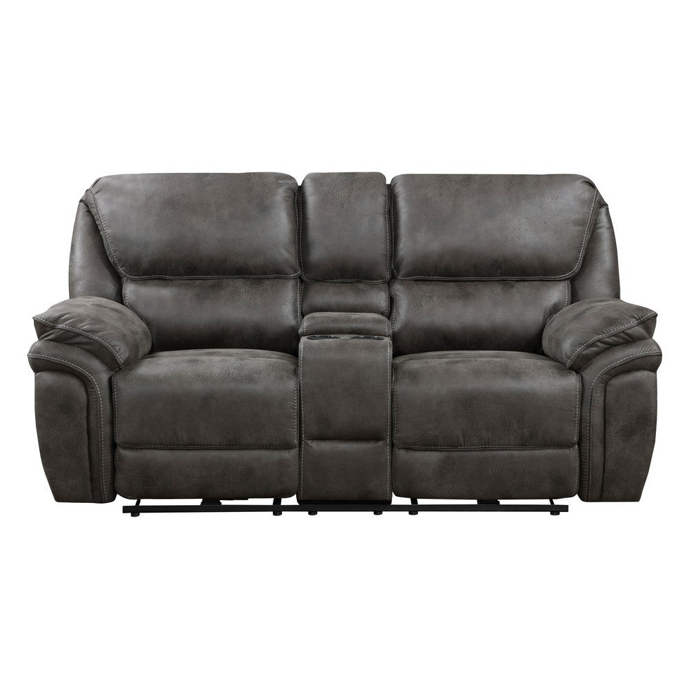 Tony 80 Inch Power Double Recliner Loveseat Console Cupholders USB Gray By Casagear Home BM314791