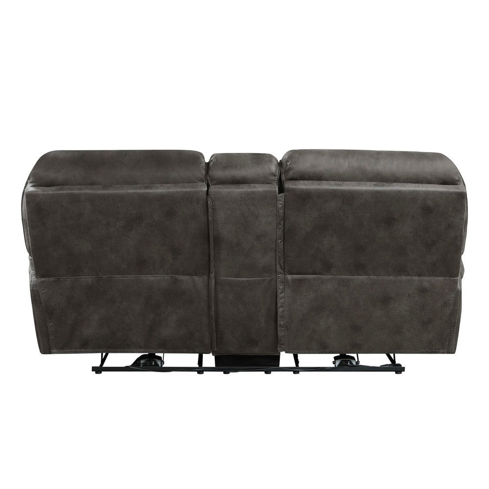 Tony 80 Inch Power Double Recliner Loveseat Console Cupholders USB Gray By Casagear Home BM314791